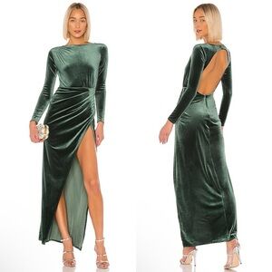 Michael Costello Green Velvet Maxi Dress
